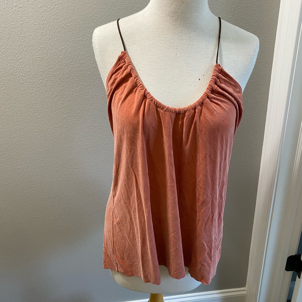 Clay color silk tank